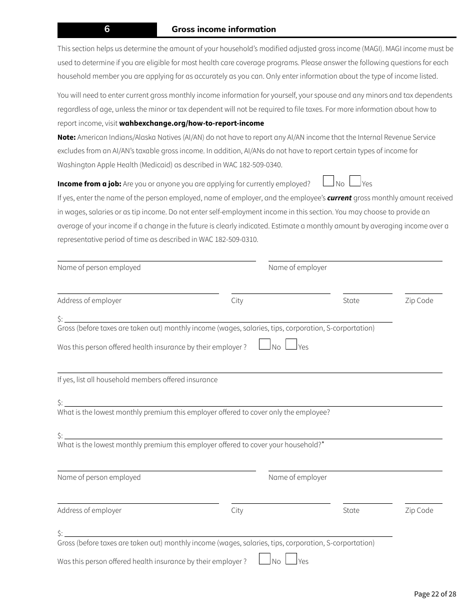 Form HCA18-001 Application for Health Care Coverage - Washington, Page 22