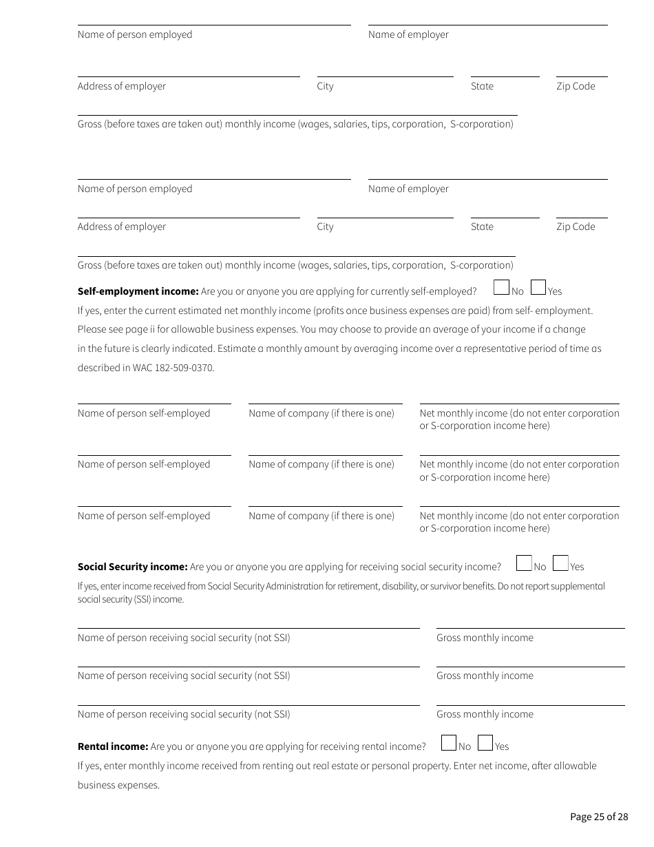 Form HCA18-001 Application for Health Care Coverage - Washington, Page 25