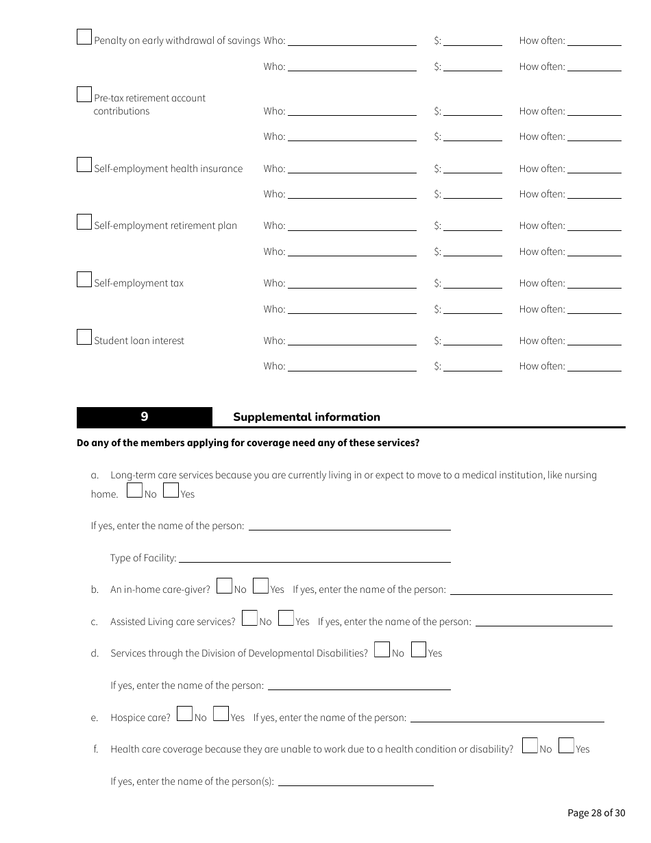 Form HCA18-001 Application for Health Care Coverage - Washington, Page 28