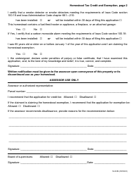 Form 54-028 Homestead Tax Credit and Exemption - Iowa, Page 2