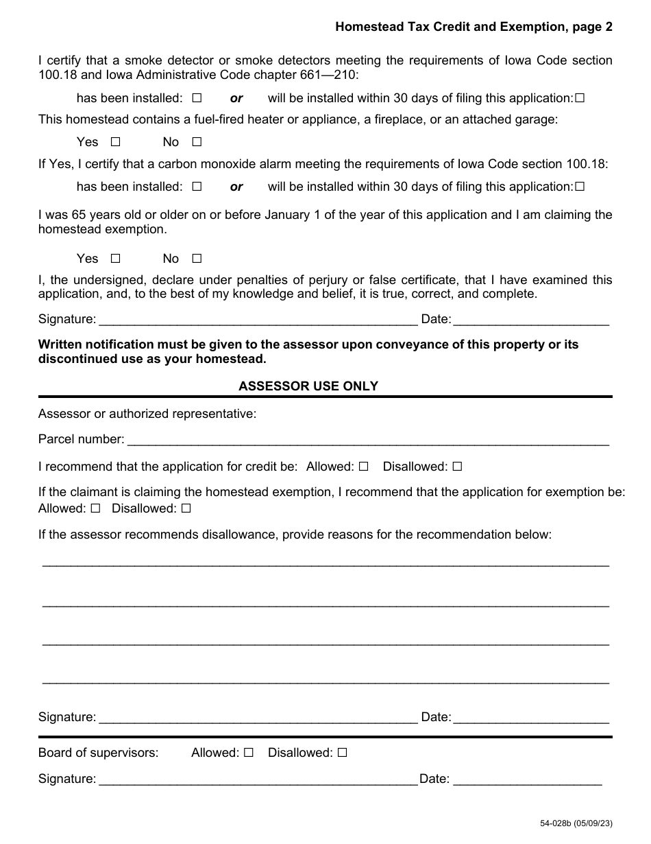 Form 54 028 Download Fillable PDF Or Fill Online Homestead Tax Credit   Page 2 Thumb 950 