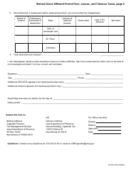 Form 70-057 Refund Claim Affidavit for Permit Fees, Losses, and Tobacco Taxes - Iowa, Page 2