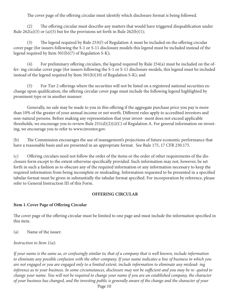 Form 1-A (SEC0486) Regulation a Offering Statement Under the Securities Act of 1933, Page 10