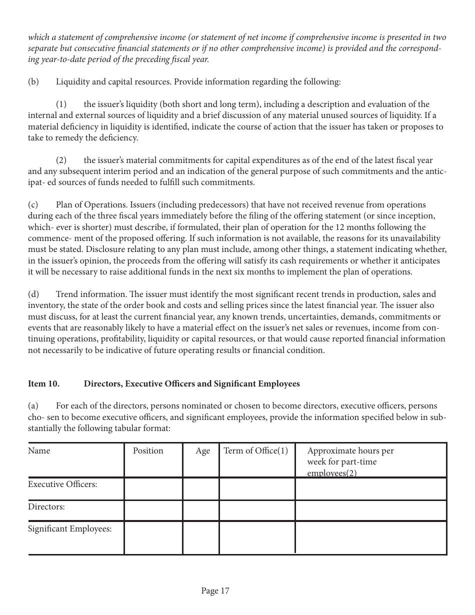 Form 1-A (SEC0486) Regulation a Offering Statement Under the Securities Act of 1933, Page 17
