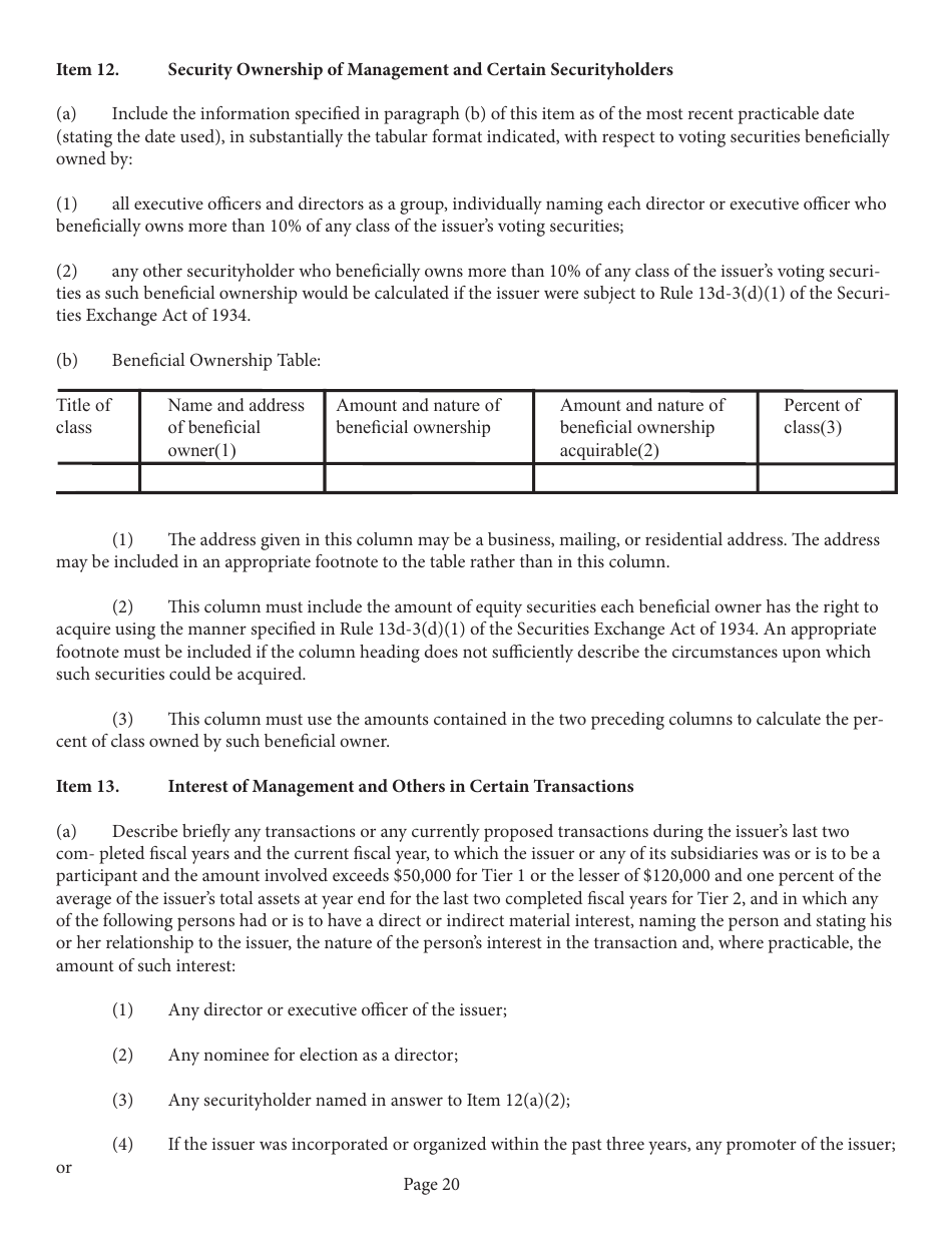 Form 1-A (SEC0486) Regulation a Offering Statement Under the Securities Act of 1933, Page 20