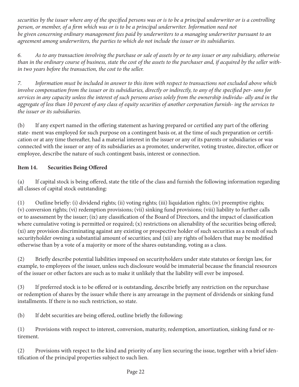 Form 1-A (SEC0486) Regulation a Offering Statement Under the Securities Act of 1933, Page 22