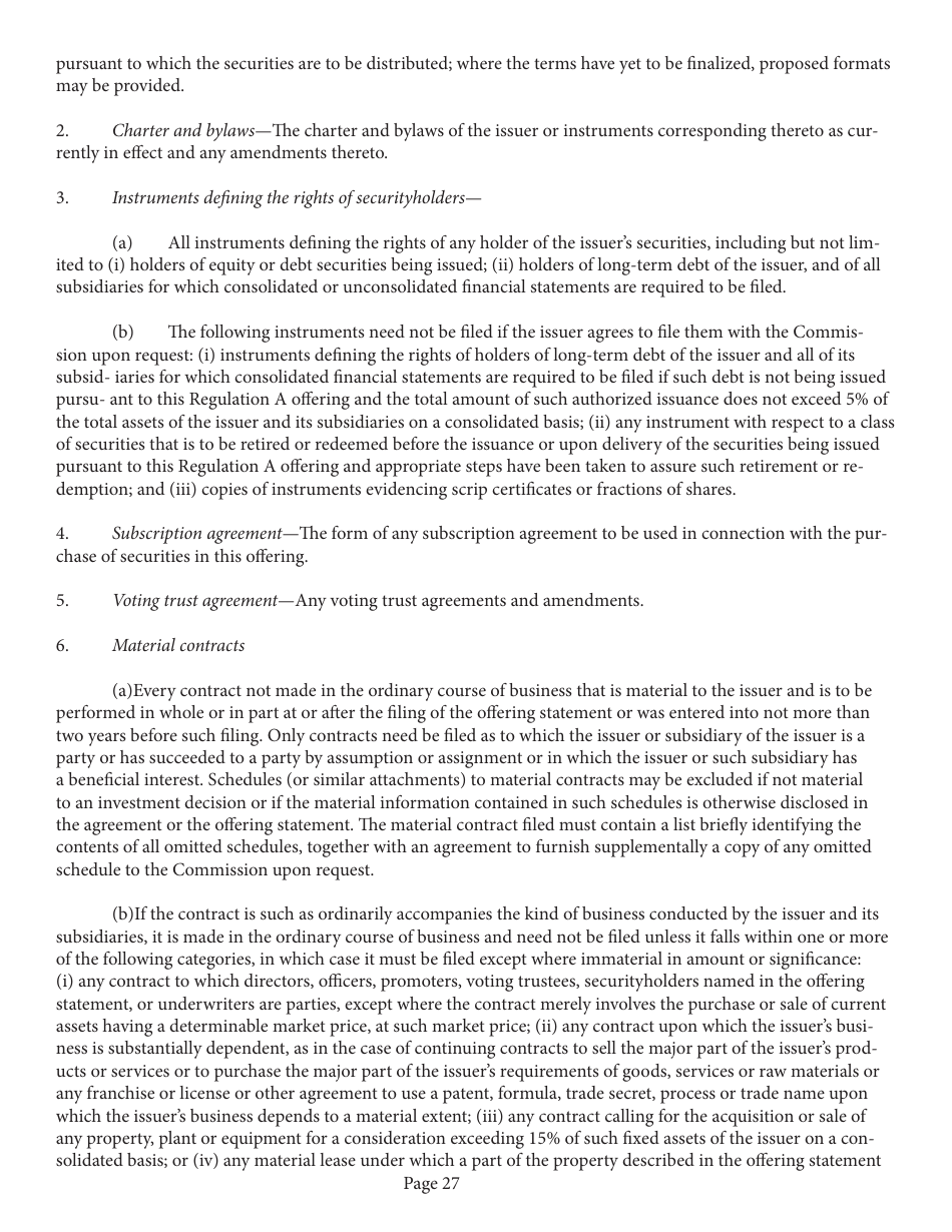 Form 1-A (SEC0486) Regulation a Offering Statement Under the Securities Act of 1933, Page 27