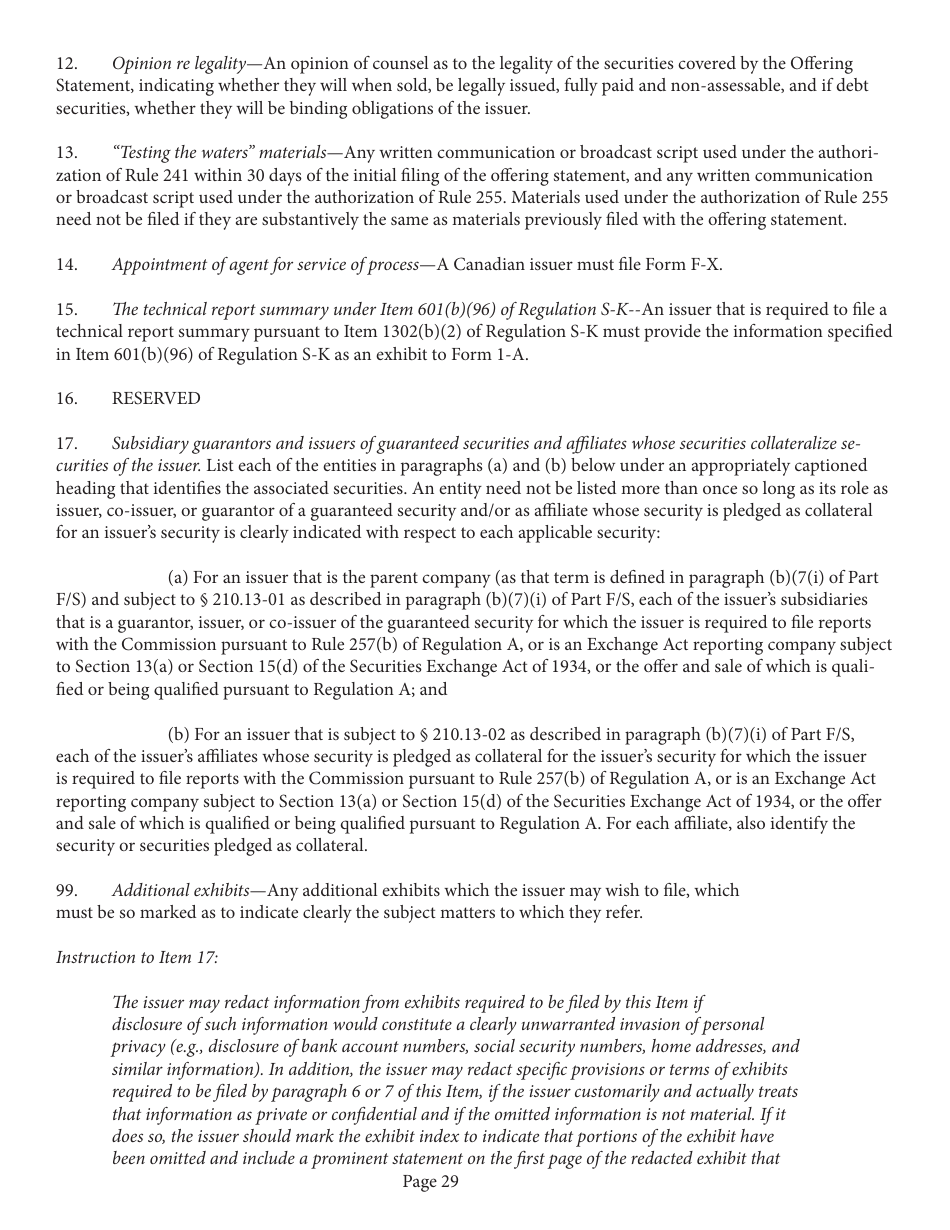 Form 1-A (SEC0486) Regulation a Offering Statement Under the Securities Act of 1933, Page 29