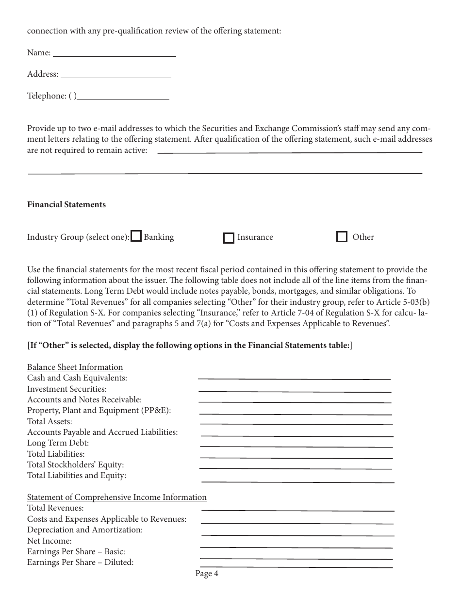 Form 1-A (SEC0486) Regulation a Offering Statement Under the Securities Act of 1933, Page 4