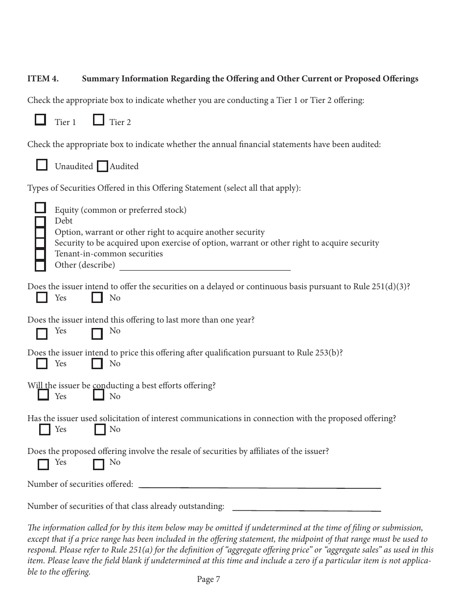 Form 1-A (SEC0486) Regulation a Offering Statement Under the Securities Act of 1933, Page 7