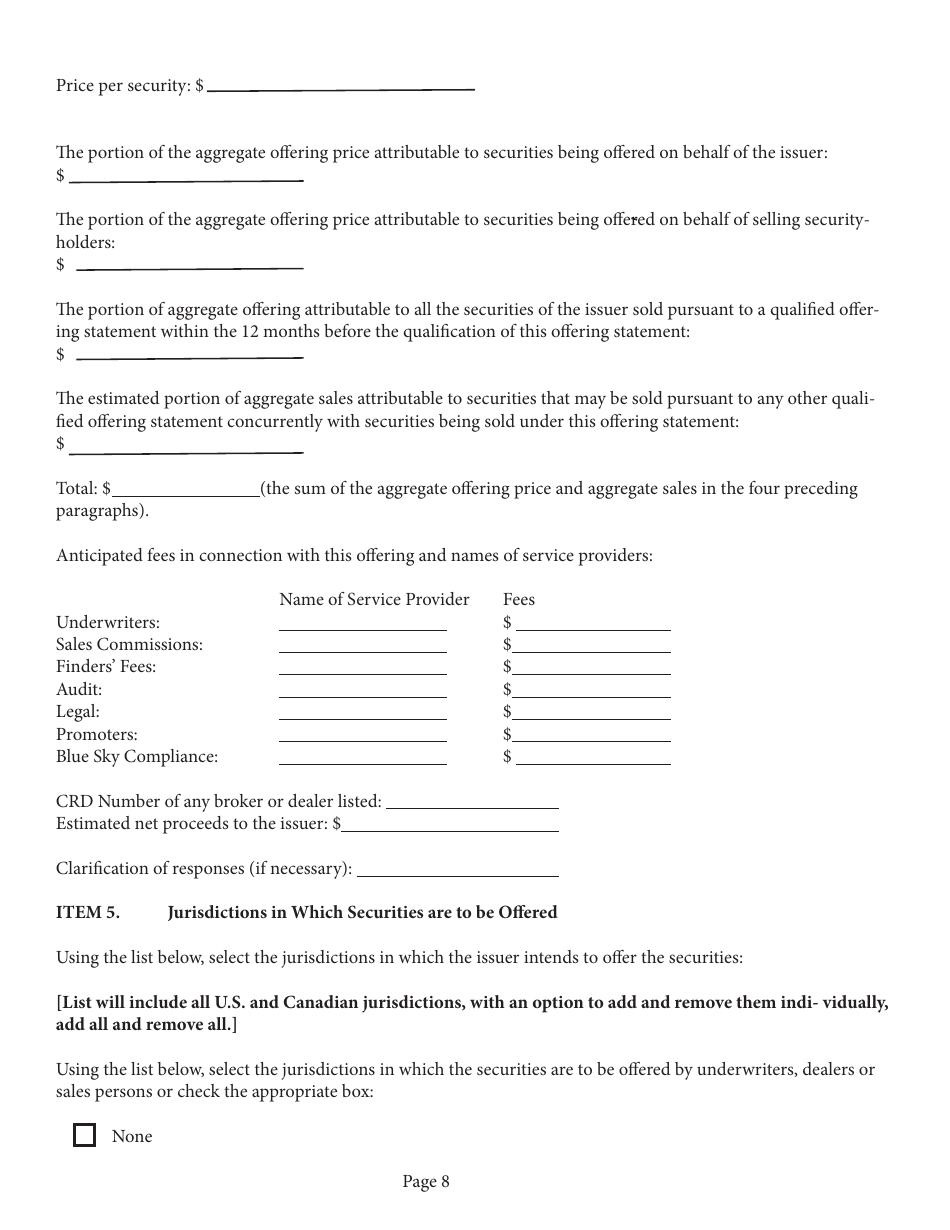 Form 1-A (SEC0486) Regulation a Offering Statement Under the Securities Act of 1933, Page 8