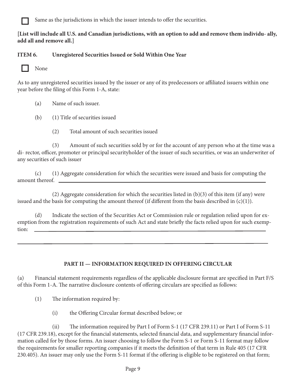 Form 1-A (SEC0486) Regulation a Offering Statement Under the Securities Act of 1933, Page 9