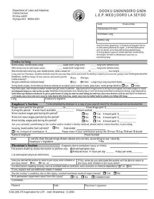 Form F242-208-270 Application for Lep - Med - Washington (English/Mandinka)