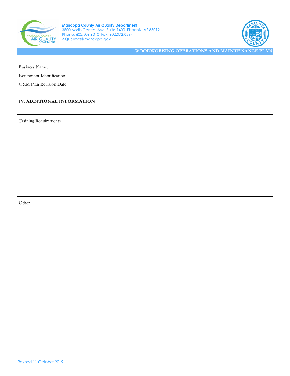 Woodworking Operations and Maintenance Plan - Maricopa County, Arizona, Page 4