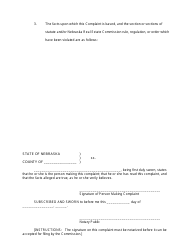 Complaint Form - Nebraska, Page 2