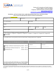 Renewal Application for a Michigan Interpreter Certification - Michigan