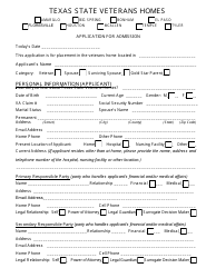 Veterans Homes Application for Admission - Texas, Page 3