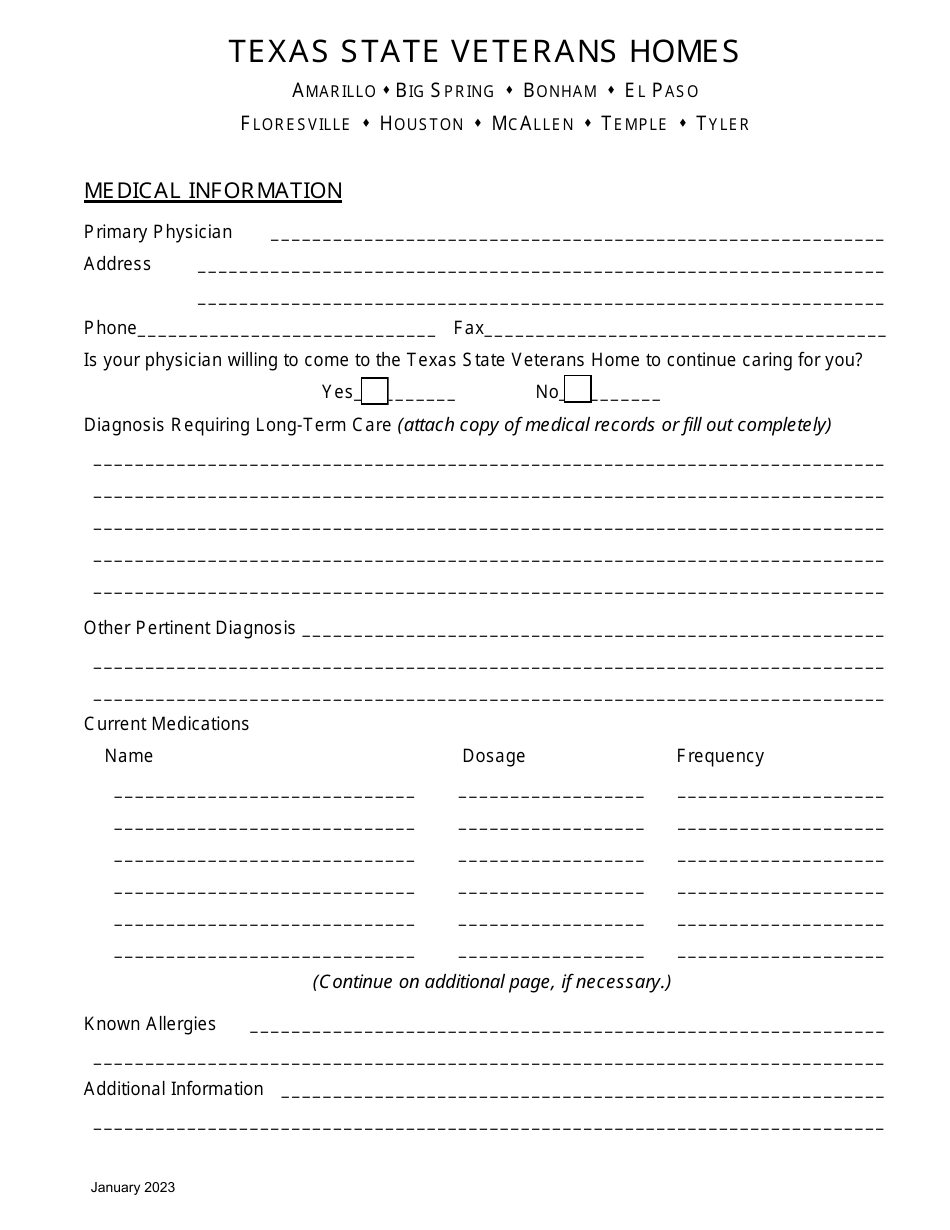 Veterans Home Application for Admission - Texas, Page 4