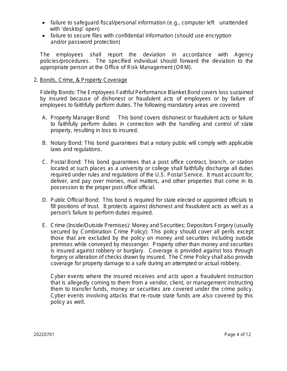 Sample Authorization Form - Bonds,crime, Property Program - Louisiana, Page 5