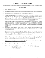 SAPD Form 111-WC1A Criminal Complaint Packet - City of San Antonio, Texas, Page 2