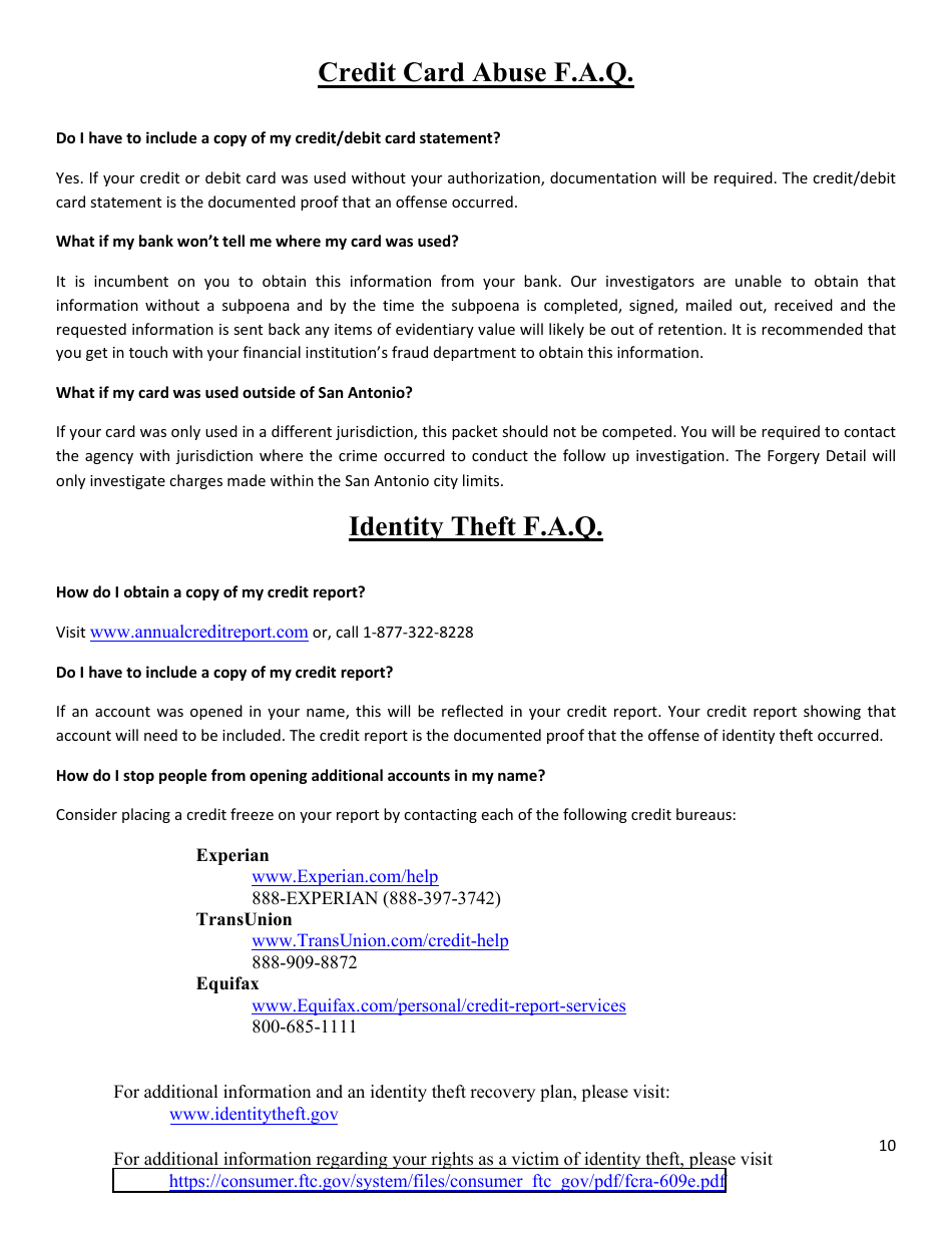 Financial Crimes Packet - City of San Antonio, Texas, Page 10