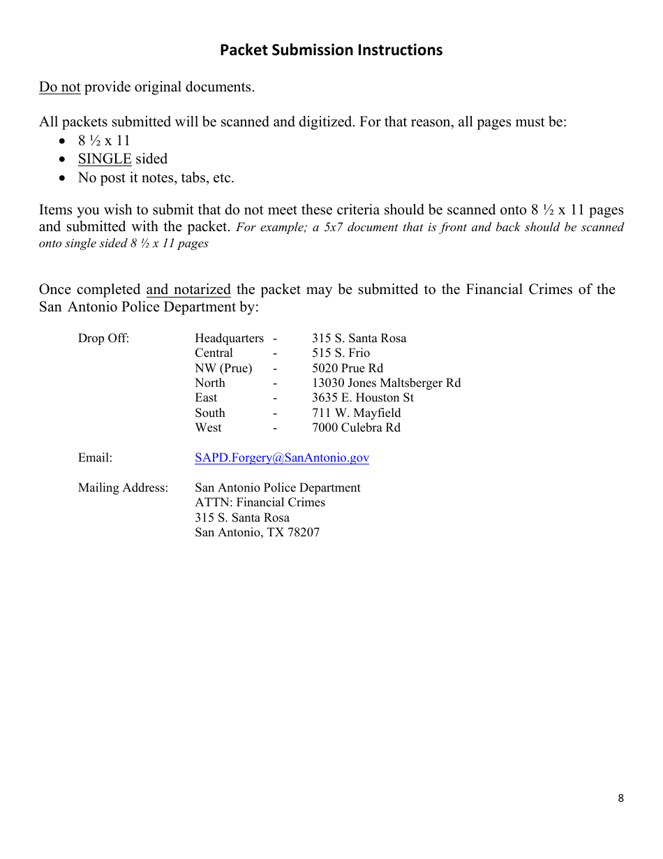 Financial Crimes Packet - City of San Antonio, Texas, Page 8