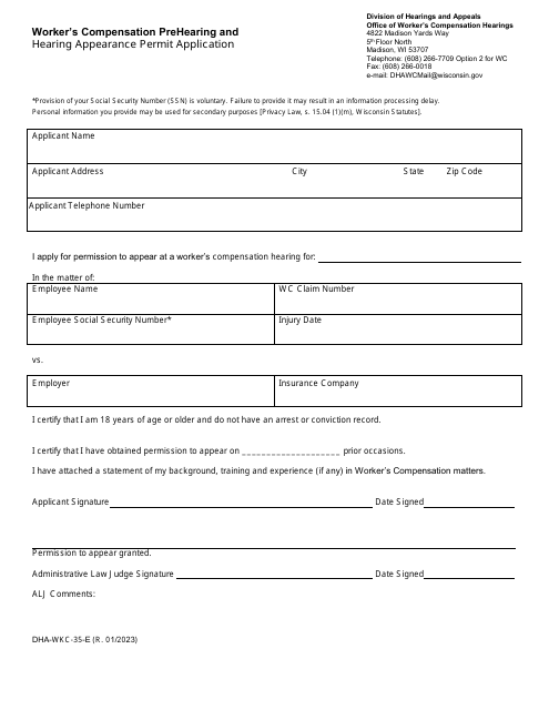 Form DHA-WKC-35-E - Fill Out, Sign Online and Download Fillable PDF ...