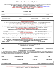 Document preview: Oklahoma Cervid Import Permit Application - Oklahoma