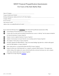 Financial Prequalification Questionnaire for Users of the Safe Harbor Rate - Michigan, Page 14