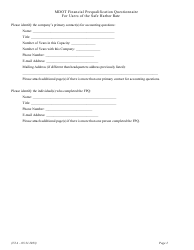 Financial Prequalification Questionnaire for Users of the Safe Harbor Rate - Michigan, Page 15