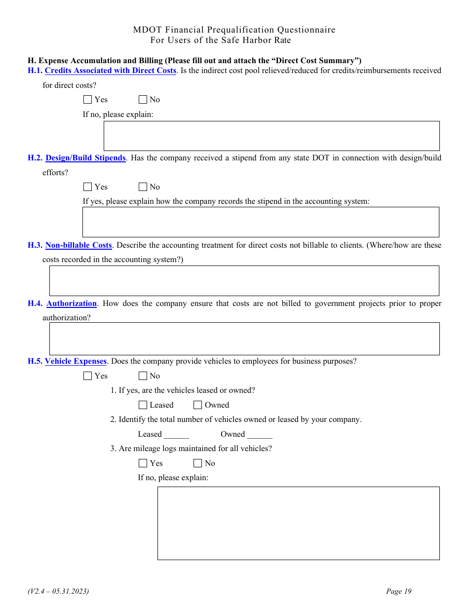 Financial Prequalification Questionnaire for Users of the Safe Harbor Rate - Michigan, Page 32