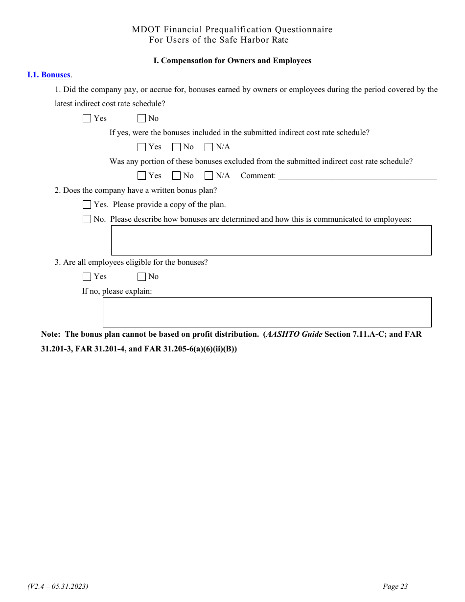Financial Prequalification Questionnaire for Users of the Safe Harbor Rate - Michigan, Page 36