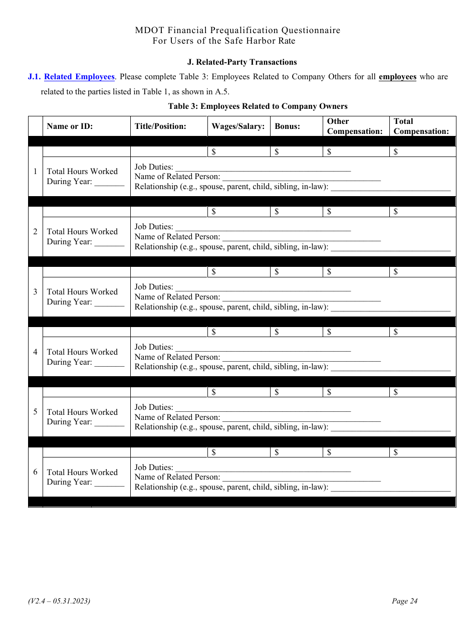 Financial Prequalification Questionnaire for Users of the Safe Harbor Rate - Michigan, Page 37