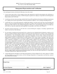 Financial Prequalification Questionnaire for Users of the Safe Harbor Rate - Michigan, Page 41