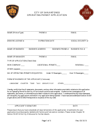 Document preview: Operating Permit Application - Cit of San Antonio, Texas