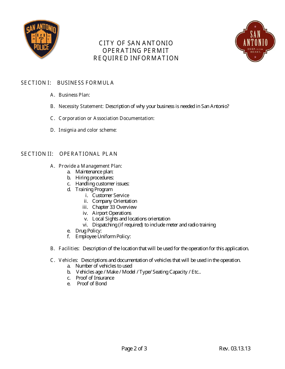 Operating Permit Application - Cit of San Antonio, Texas, Page 2