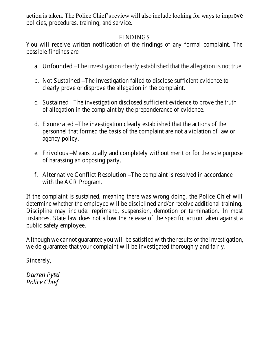 Complaint Form - City of Davis, California, Page 3