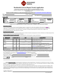 Document preview: Residential General Repair Permit Application - City of San Antonio, Texas