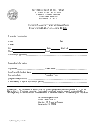 Document preview: Electronic Recording Transcript Request Form Departments 26, 27, 41, 43, 44 and 45 Only - County of Sacramento, California
