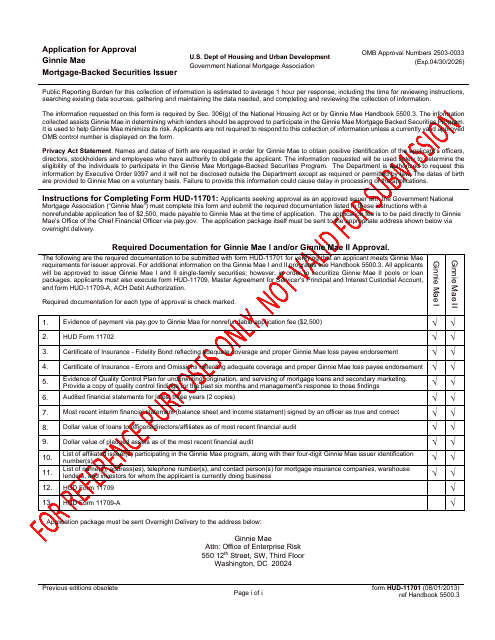 Form HUD-11701 Application for Approval Fha Lender and/or Ginnie Mae