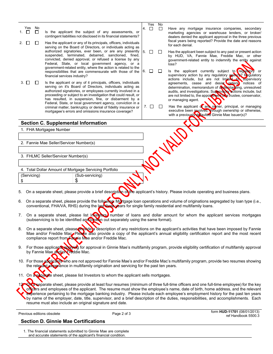 Form HUD-11701 Application for Approval Fha Lender and / or Ginnie Mae, Page 3