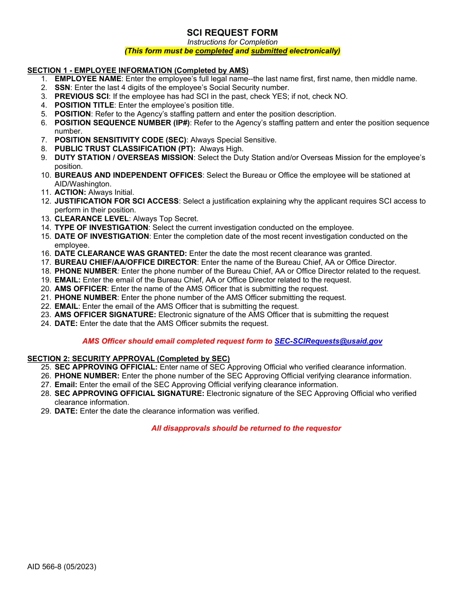 Form AID566-8 SCI Request Form, Page 3