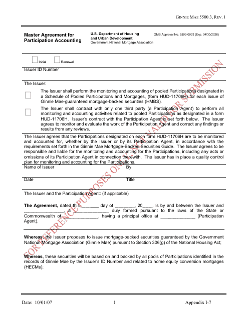 Form HUD-11703-II Appendix I-7 Master Agreement for Participation Accounting