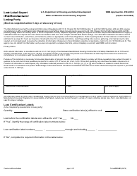 Document preview: Form HUD-203 Lost Label Report Ipia/Manufacturer/Losing Party