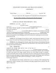 Document preview: Form HUD-2510-B (289) Assignment