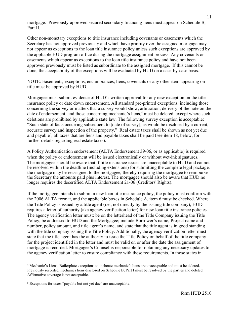 Form HUD-2510 Legal Instructions Concerning Applications for Full Insurance Benefits - Assignment of Multifamily and Healthcare Mortgages to the Secretary, Page 11