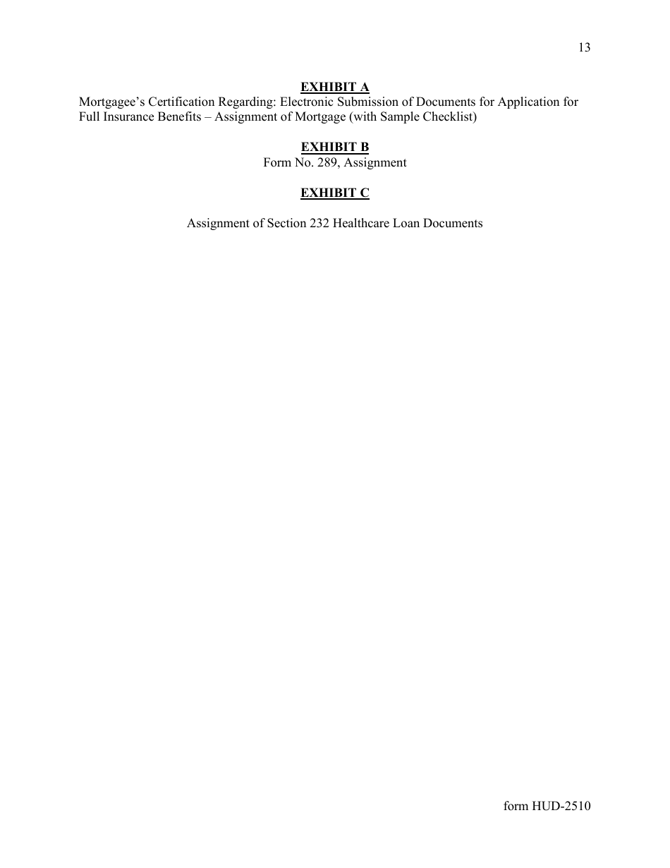 Form HUD-2510 Legal Instructions Concerning Applications for Full Insurance Benefits - Assignment of Multifamily and Healthcare Mortgages to the Secretary, Page 13