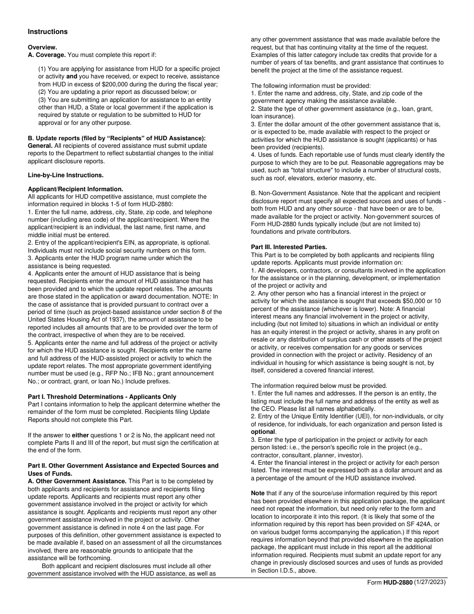 Form HUD-2880 Applicant / Recipient Disclosure / Update Report, Page 3