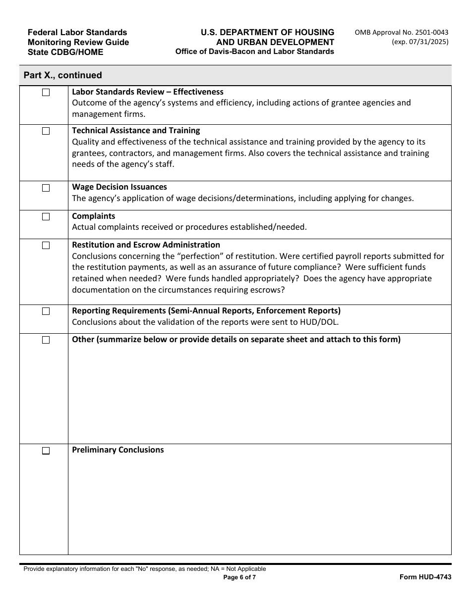 Form HUD-4743 Federal Labor Standards Monitoring Review Guide State Cdbg / Home, Page 6