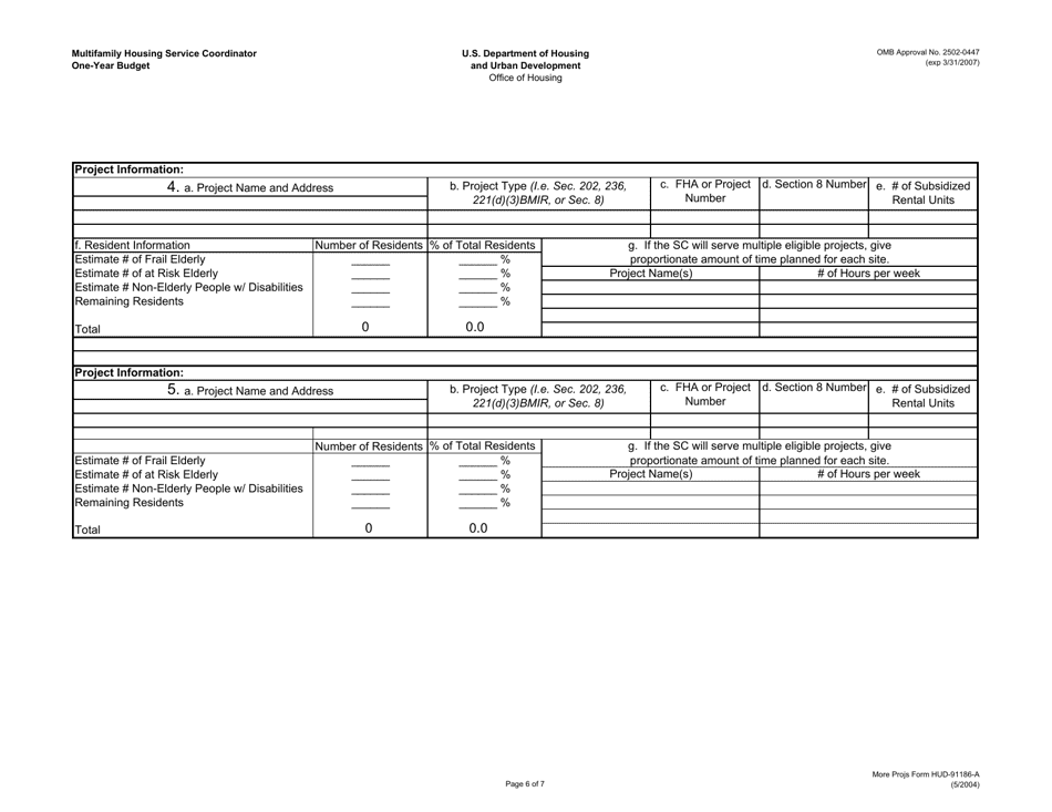 Form HUD-91186-A Multifamily Housing Service Coordinator One-Year Budge, Page 6